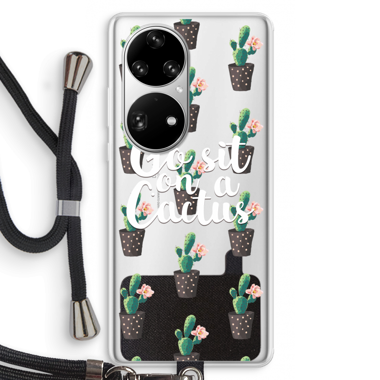 Cactus quote: Huawei P50 Pro Transparant Hoesje met koord