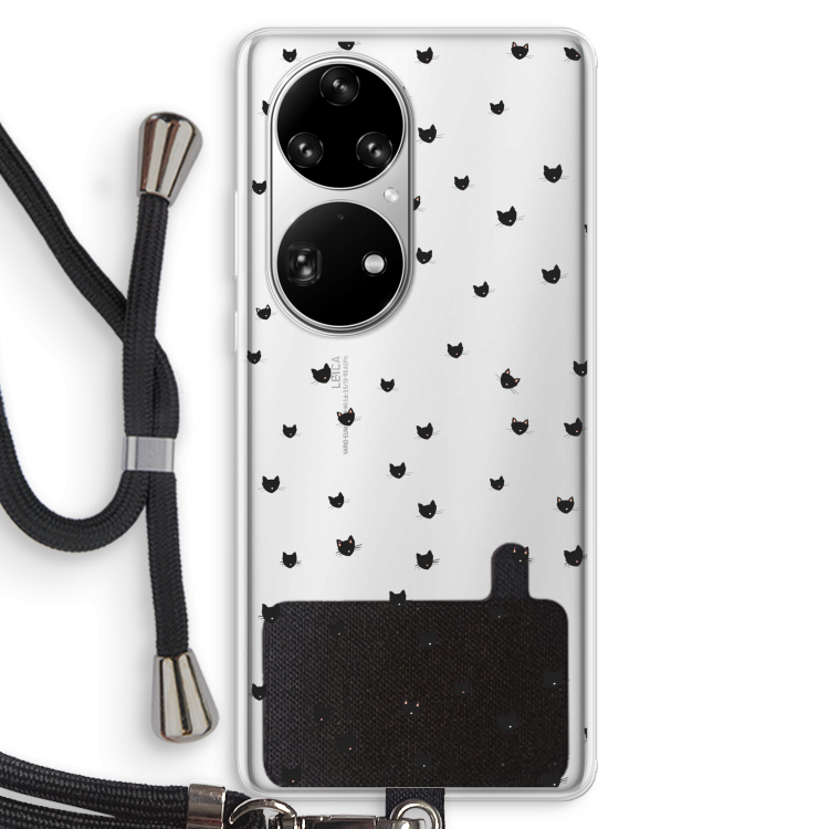 Kleine kattenkopjes: Huawei P50 Pro Transparant Hoesje met koord