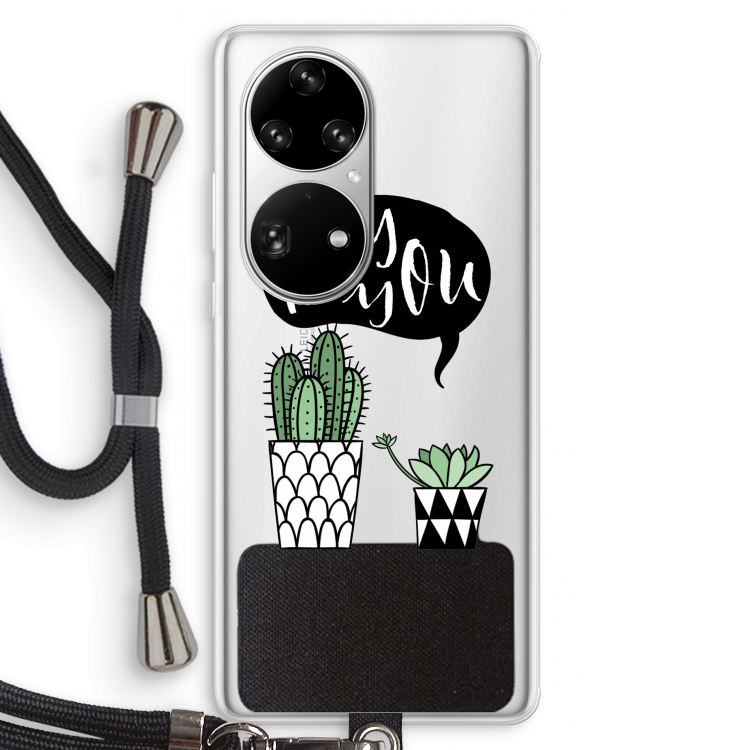 Hey you cactus: Huawei P50 Pro Transparant Hoesje met koord
