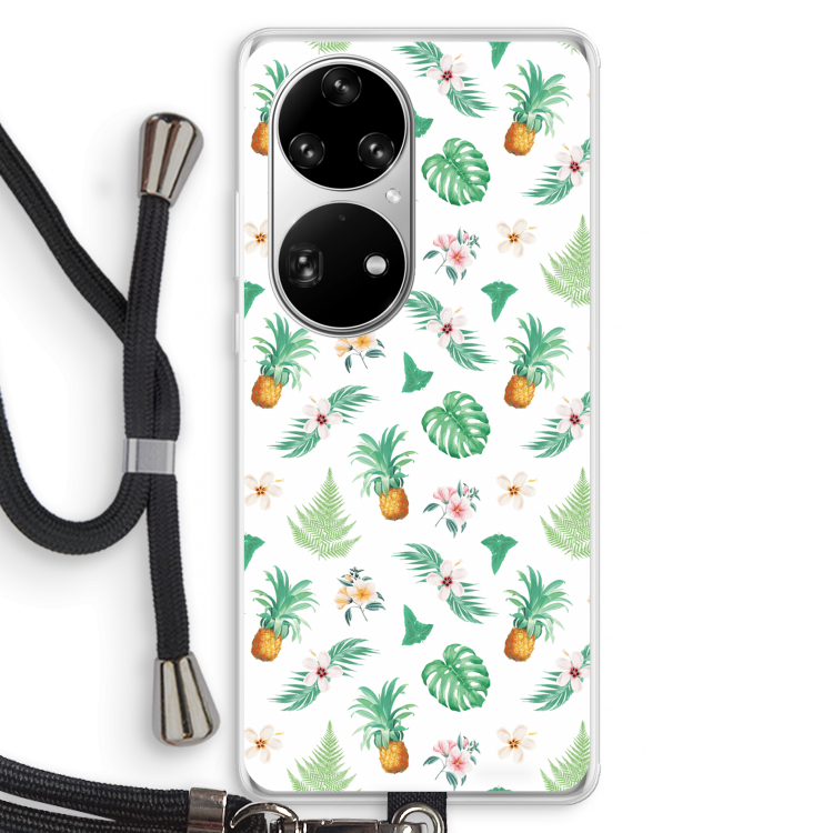 Ananas bladeren: Huawei P50 Pro Transparant Hoesje met koord