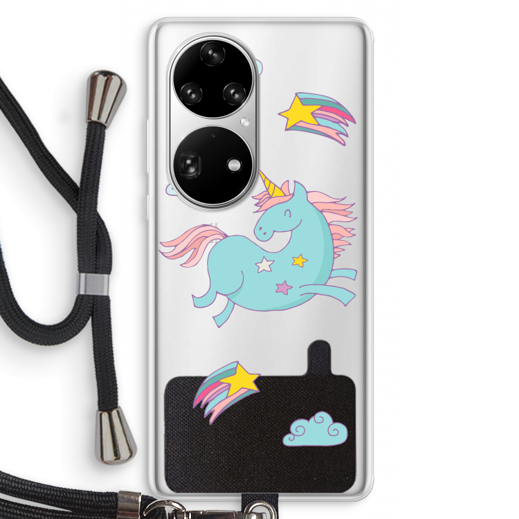Vliegende eenhoorn: Huawei P50 Pro Transparant Hoesje met koord