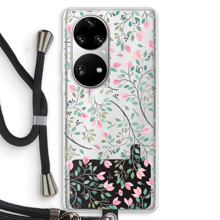 Sierlijke bloemen: Huawei P50 Pro Transparant Hoesje met koord