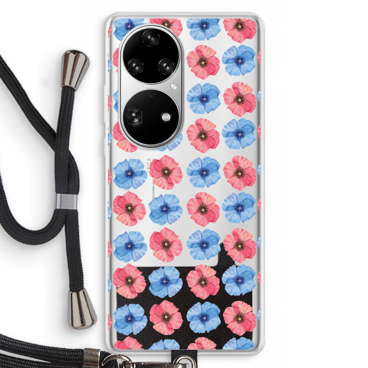 Klaproosjes: Huawei P50 Pro Transparant Hoesje met koord