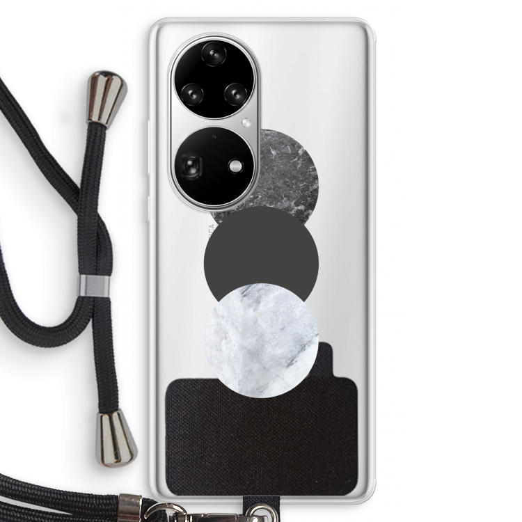 Marmeren cirkels: Huawei P50 Pro Transparant Hoesje met koord