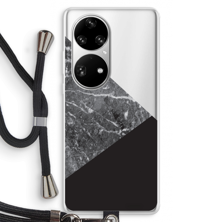 Combinatie marmer: Huawei P50 Pro Transparant Hoesje met koord