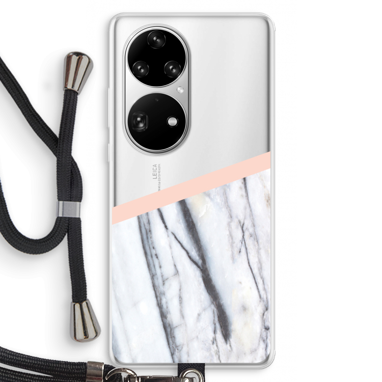 A touch of peach: Huawei P50 Pro Transparant Hoesje met koord
