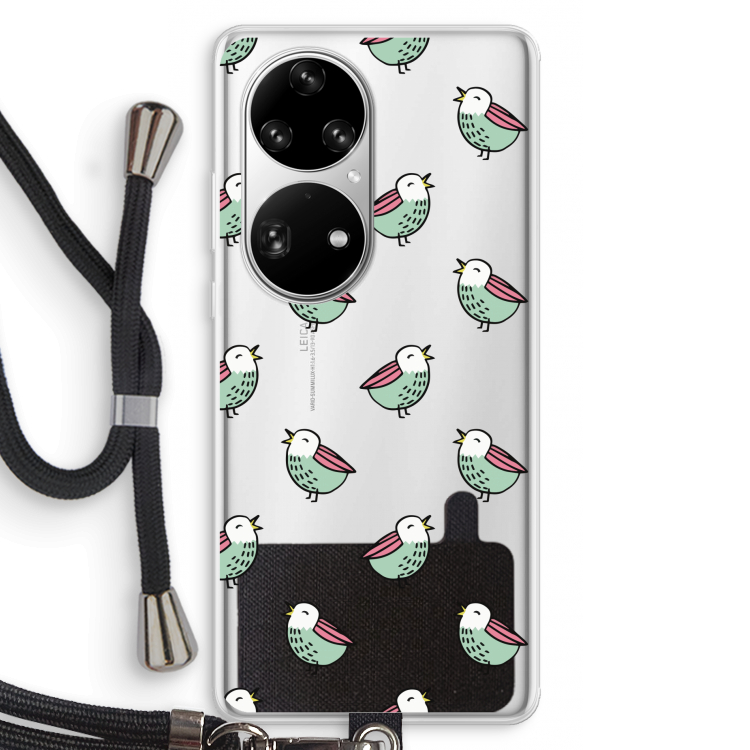 Vogeltjes: Huawei P50 Pro Transparant Hoesje met koord