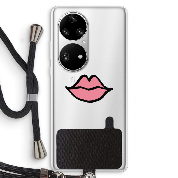 Kusje: Huawei P50 Pro Transparant Hoesje met koord