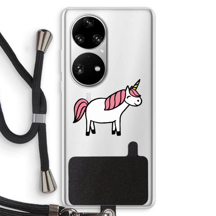 Eenhoorn: Huawei P50 Pro Transparant Hoesje met koord