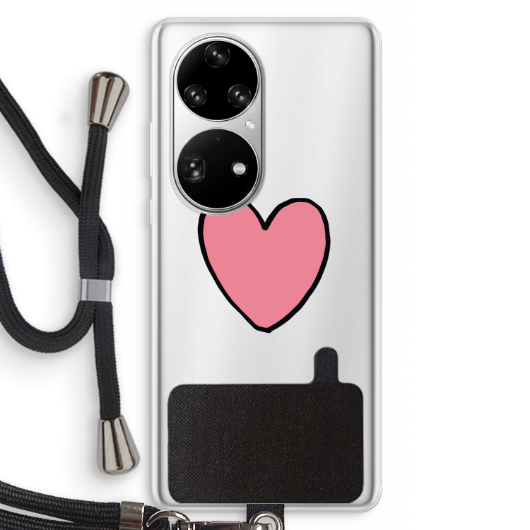 Hartje: Huawei P50 Pro Transparant Hoesje met koord
