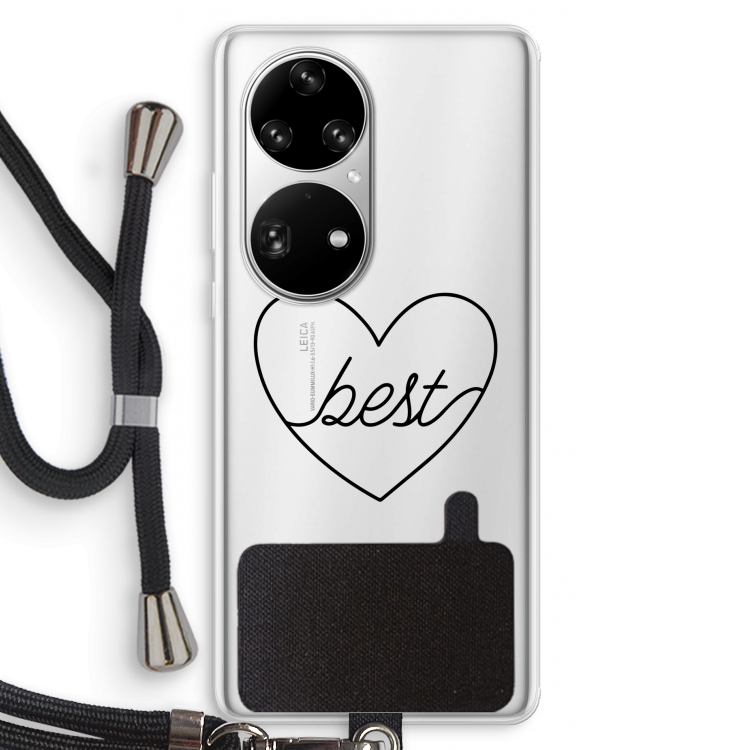 Best heart black: Huawei P50 Pro Transparant Hoesje met koord