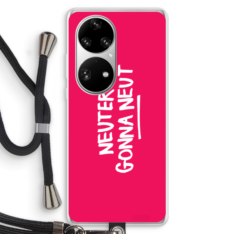 Neuters (roze): Huawei P50 Pro Transparant Hoesje met koord