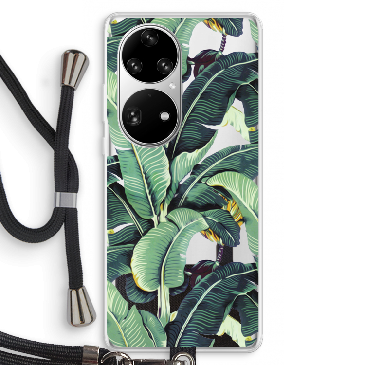 Bananenbladeren: Huawei P50 Pro Transparant Hoesje met koord