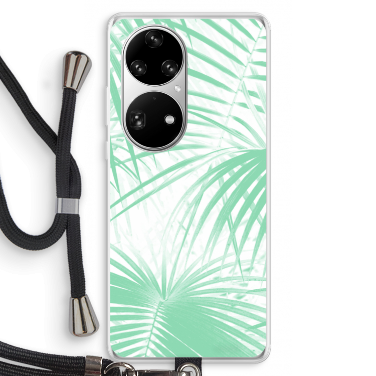 Palmbladeren: Huawei P50 Pro Transparant Hoesje met koord