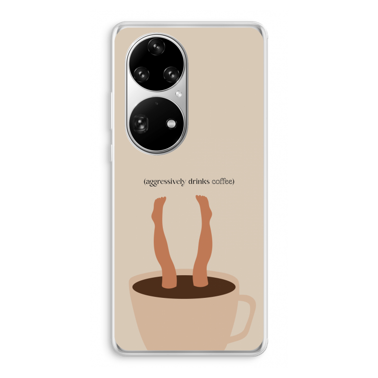Aggressively drinks coffee: Huawei P50 Pro Transparant Hoesje