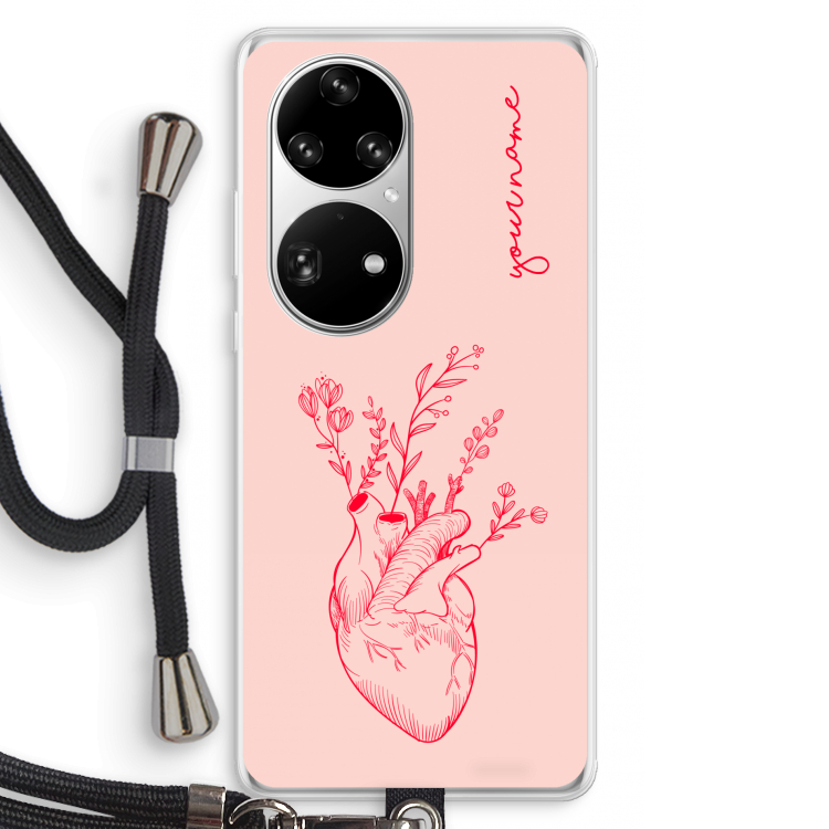 Blooming Heart: Huawei P50 Pro Transparant Hoesje met koord