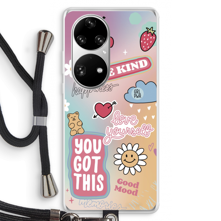 Positivity: Huawei P50 Pro Transparant Hoesje met koord