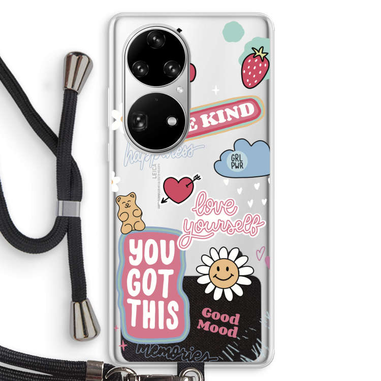 Positivity: Huawei P50 Pro Transparant Hoesje met koord