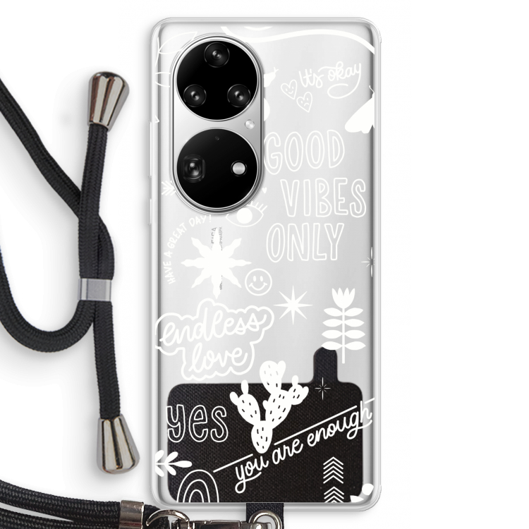 Good vibes: Huawei P50 Pro Transparant Hoesje met koord