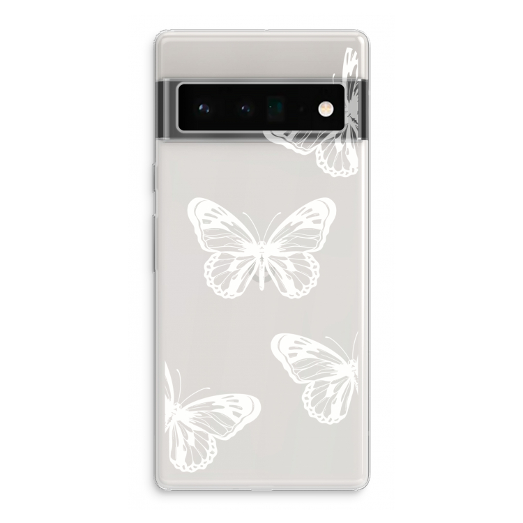 White butterfly: Google Pixel 6 Pro Transparant Hoesje