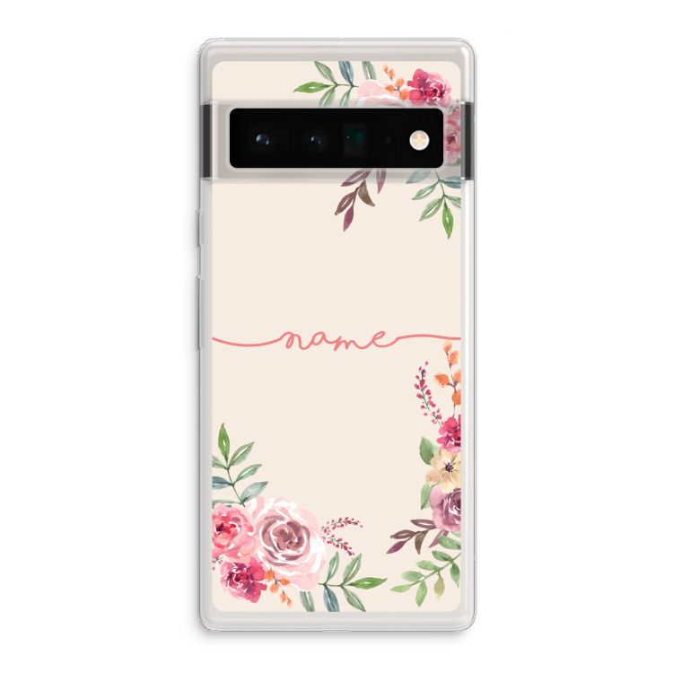 Rozen: Google Pixel 6 Pro Transparant Hoesje
