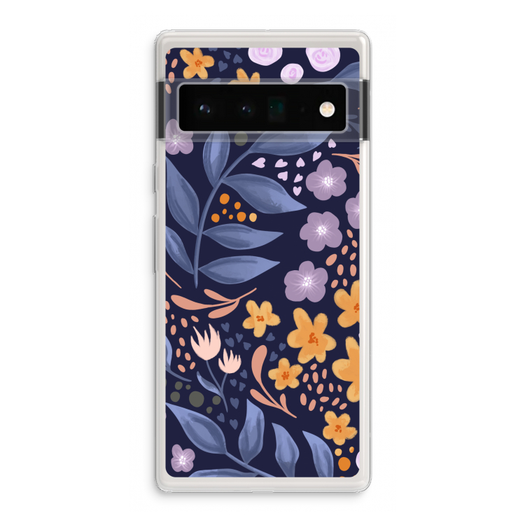 Flowers with blue leaves: Google Pixel 6 Pro Transparant Hoesje