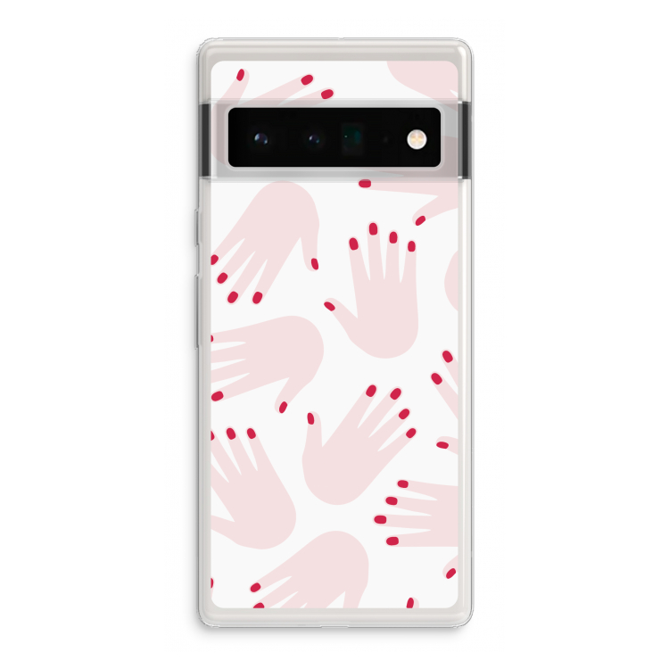 Hands pink: Google Pixel 6 Pro Transparant Hoesje