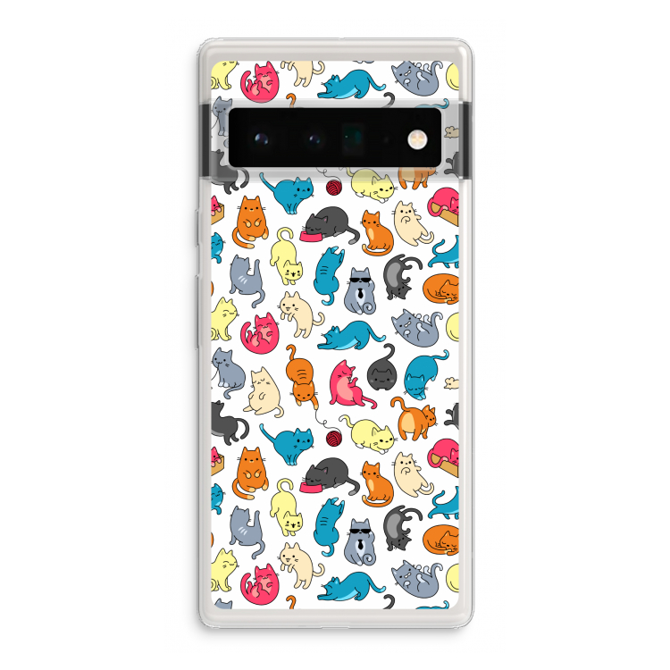 Kleurrijke katten: Google Pixel 6 Pro Transparant Hoesje
