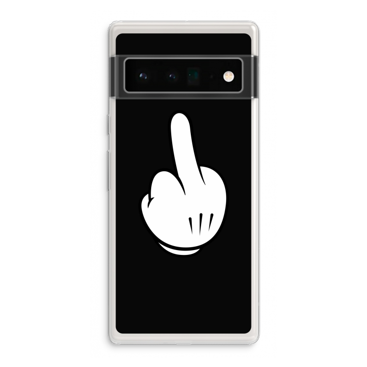Middle finger black: Google Pixel 6 Pro Transparant Hoesje