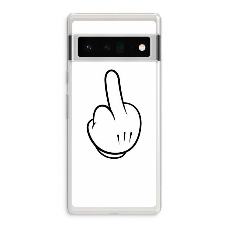 Middle finger white: Google Pixel 6 Pro Transparant Hoesje