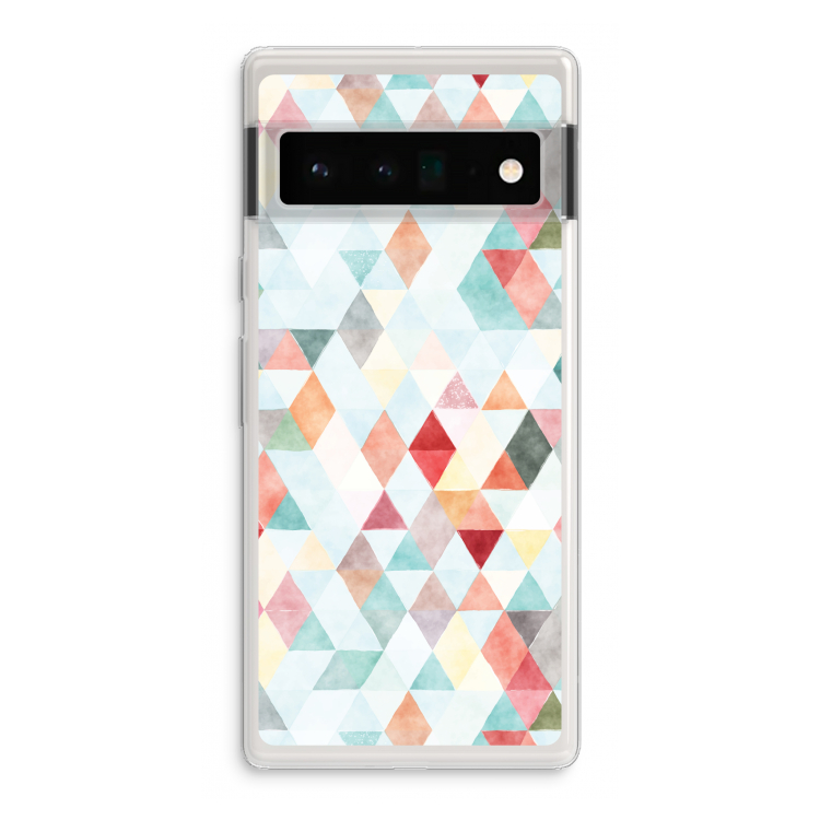 Gekleurde driehoekjes pastel: Google Pixel 6 Pro Transparant Hoesje