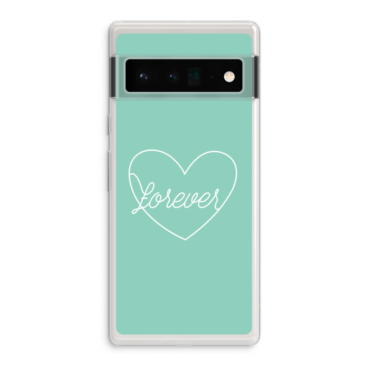 Forever heart pastel: Google Pixel 6 Pro Transparant Hoesje