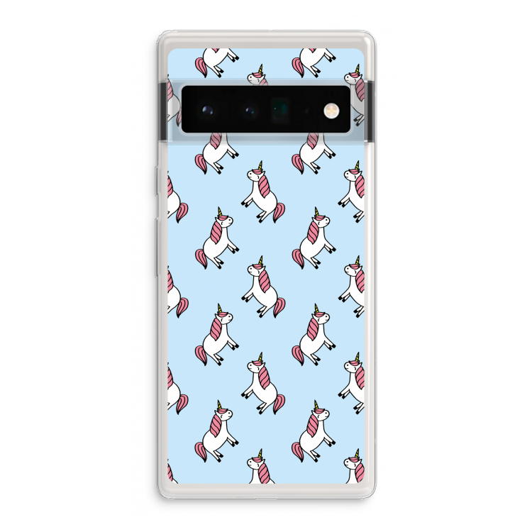Eenhoorns overal: Google Pixel 6 Pro Transparant Hoesje