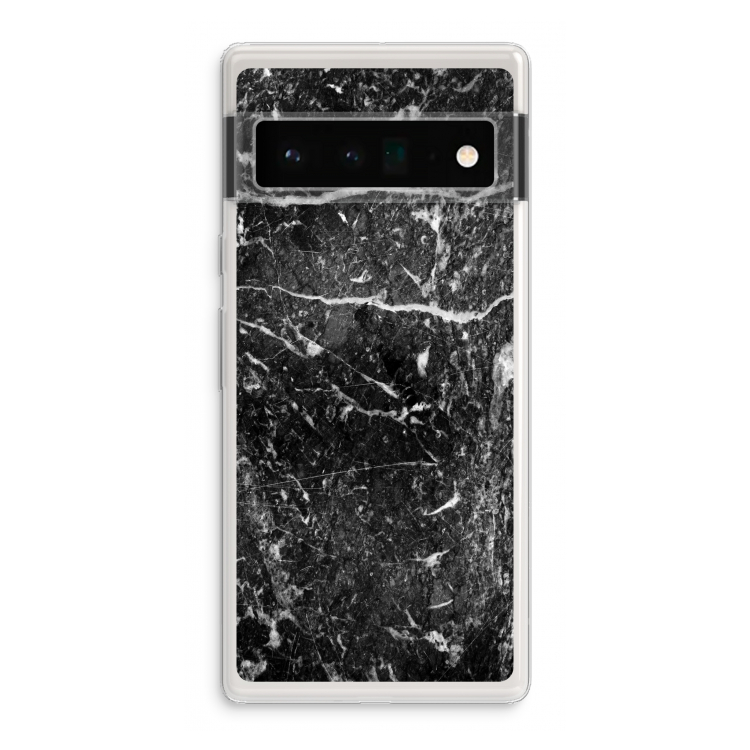 Zwart marmer: Google Pixel 6 Pro Transparant Hoesje
