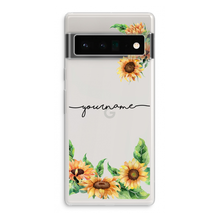 Zonnebloemen: Google Pixel 6 Pro Transparant Hoesje