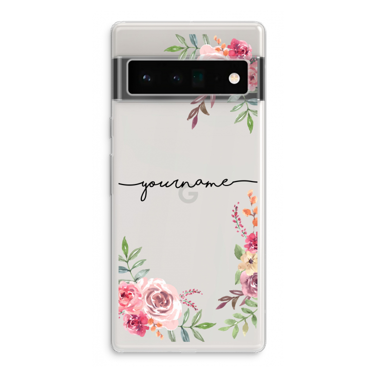 Rozen: Google Pixel 6 Pro Transparant Hoesje