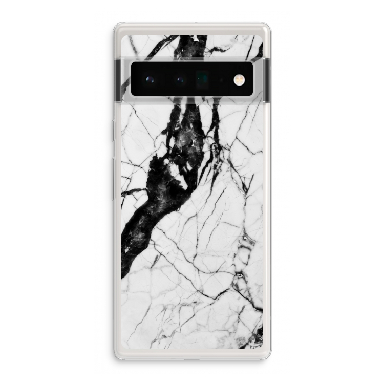 Witte marmer 2: Google Pixel 6 Pro Transparant Hoesje