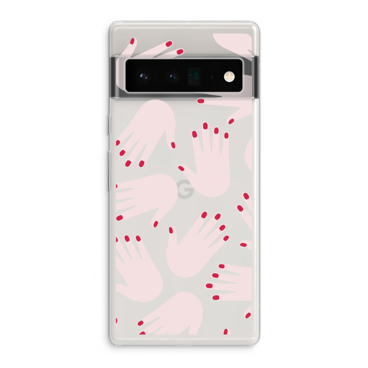 Hands pink: Google Pixel 6 Pro Transparant Hoesje