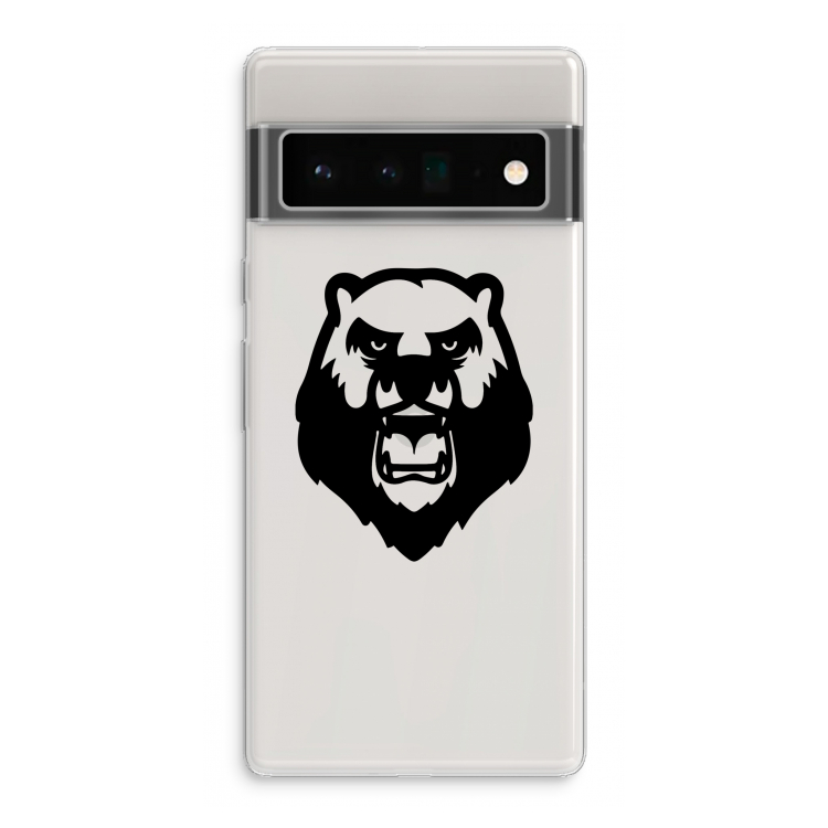 Angry Bear (black): Google Pixel 6 Pro Transparant Hoesje