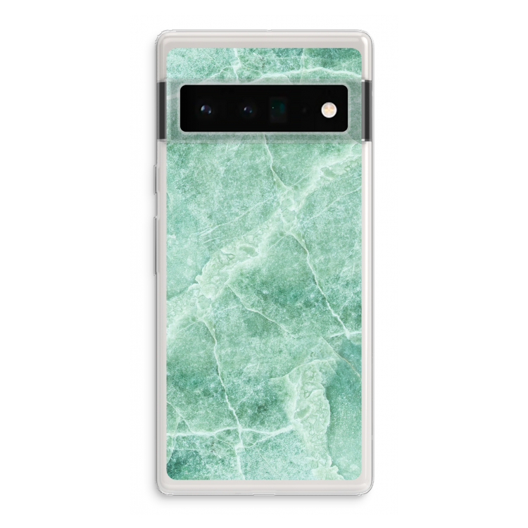 Groen marmer: Google Pixel 6 Pro Transparant Hoesje