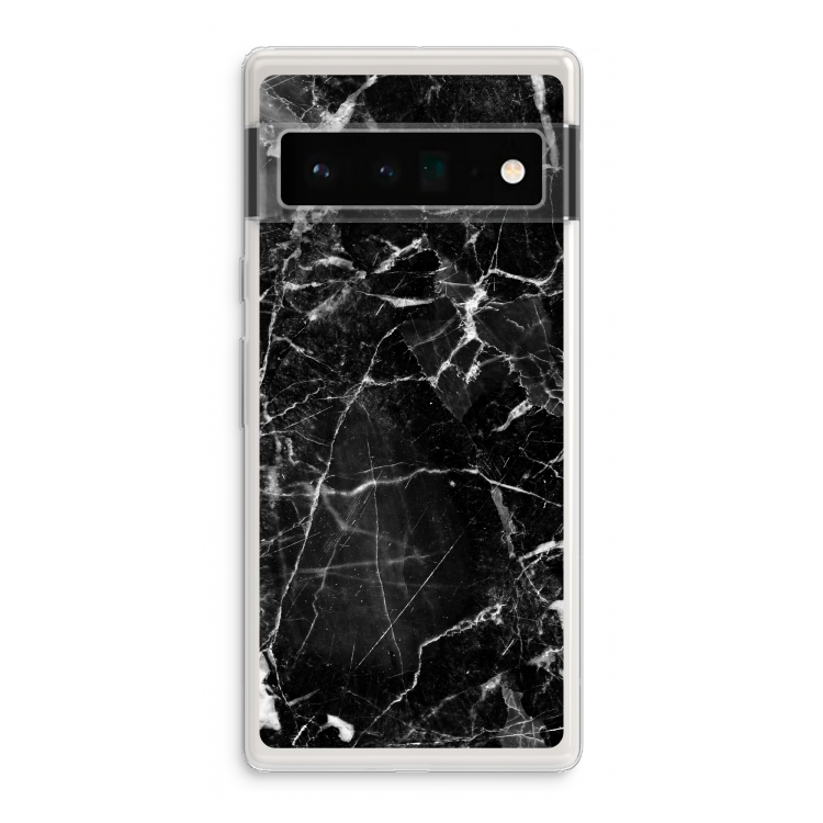Zwart Marmer 2: Google Pixel 6 Pro Transparant Hoesje