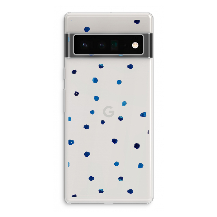 Blauwe stippen: Google Pixel 6 Pro Transparant Hoesje