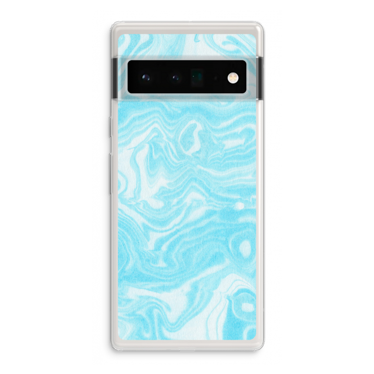 Waterverf blauw: Google Pixel 6 Pro Transparant Hoesje