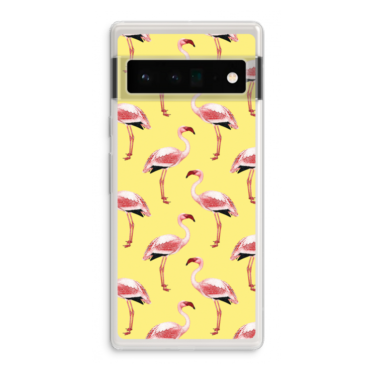 Flamingo's geel: Google Pixel 6 Pro Transparant Hoesje
