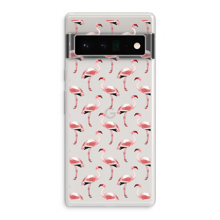 Flamingoprint groen: Google Pixel 6 Pro Transparant Hoesje