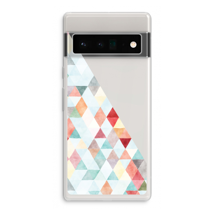 Gekleurde driehoekjes pastel: Google Pixel 6 Pro Transparant Hoesje