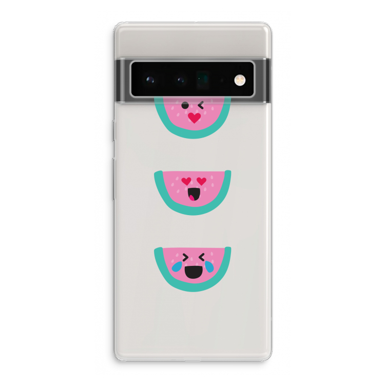 Smiley watermeloen: Google Pixel 6 Pro Transparant Hoesje