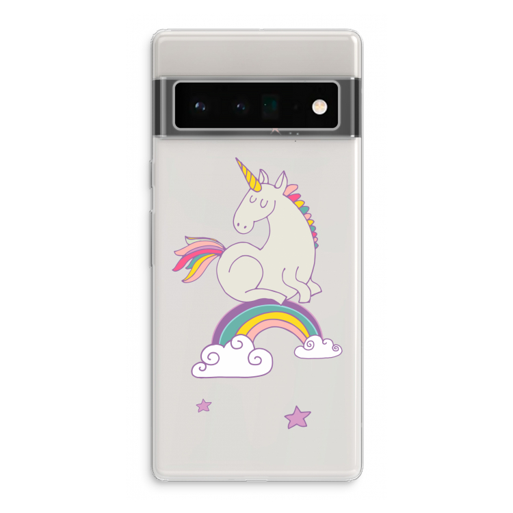 Regenboog eenhoorn: Google Pixel 6 Pro Transparant Hoesje
