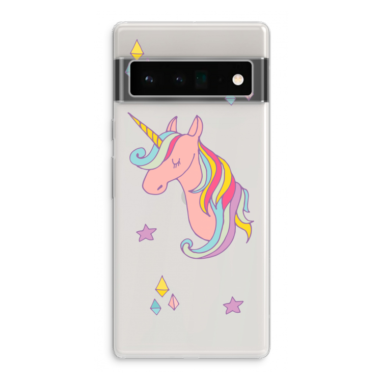 Roze eenhoorn: Google Pixel 6 Pro Transparant Hoesje