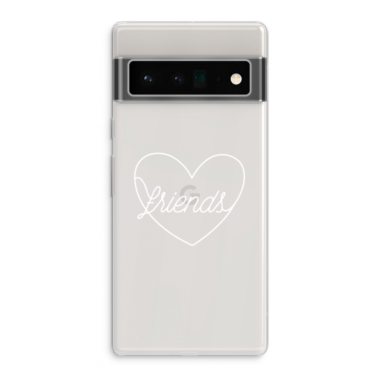 Friends heart pastel: Google Pixel 6 Pro Transparant Hoesje